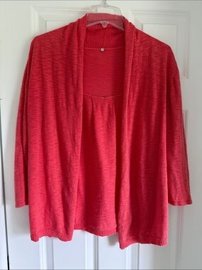 Haiku Open front Shawl Collar Coral Sweater Size M